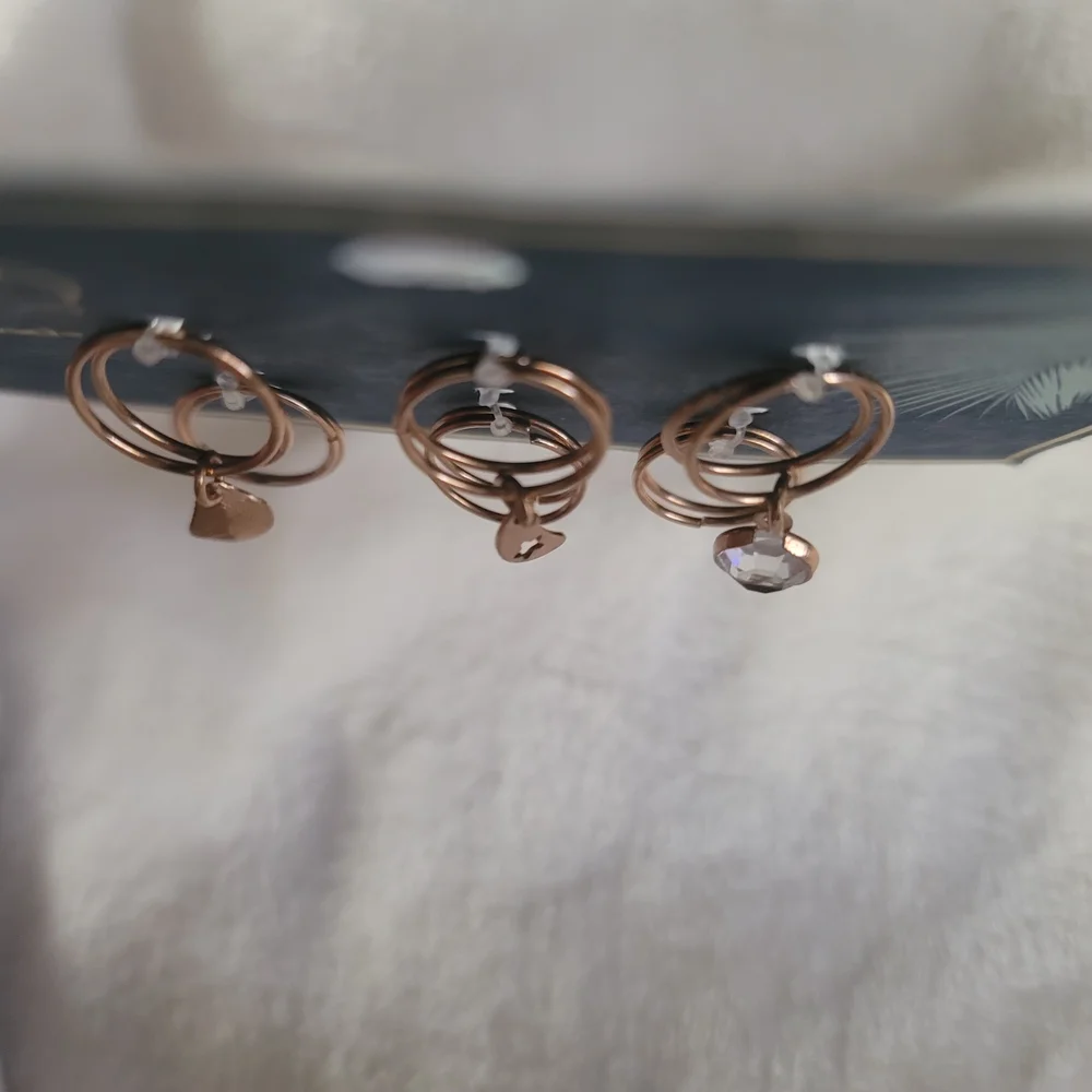 New! Sincerely Jules by Scunci Jewelry‎ Hair Rings Gold Moon Feather Crystal Gem